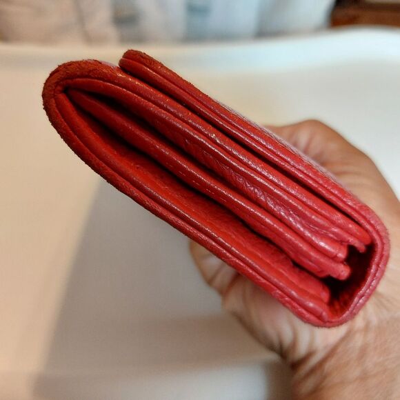 Michael Kors Fulton Soft Leather Red Flap Continental Wallet Gold Tone Logo - Picture 5 of 12